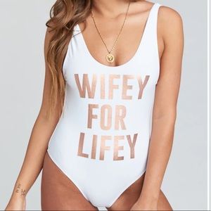 Worn once!! Show Me Your Mumu “Wifey for Lifey” Topanga one piece, size small